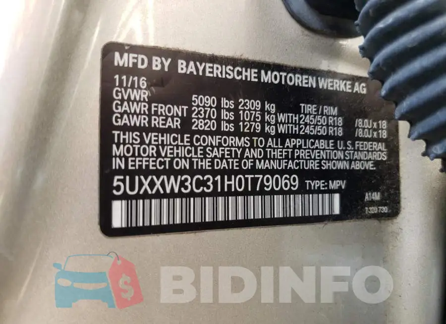 5UXXW3C31H0T79069 Photo# 12