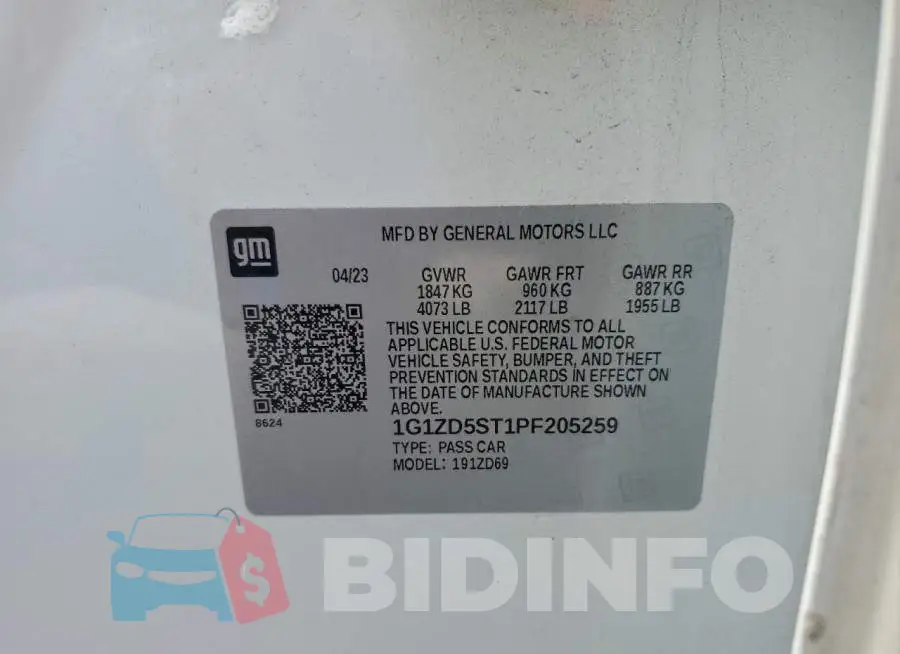 1G1ZD5ST1PF205259 Photo# 12