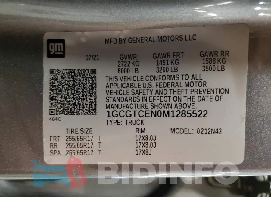 1GCGTCEN0M1285522 Photo# 12