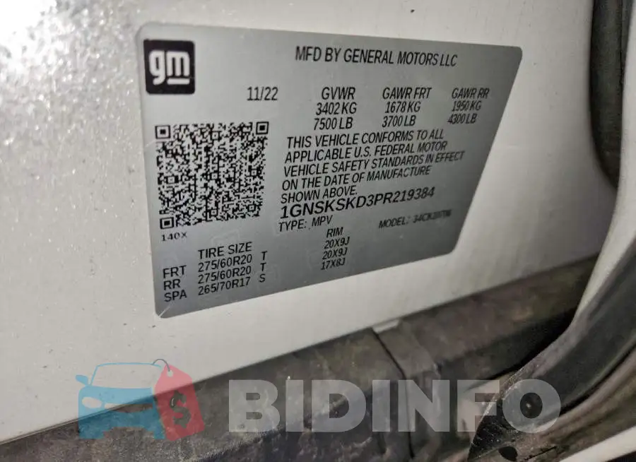 1GNSKSKD3PR219384 Photo# 13