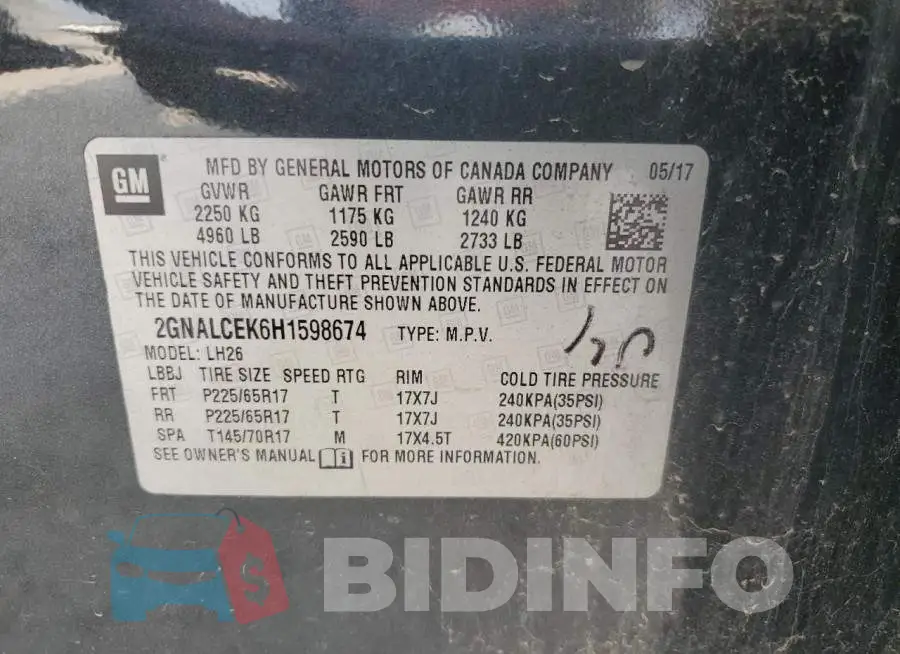 2GNALCEK6H1598674 Photo# 13