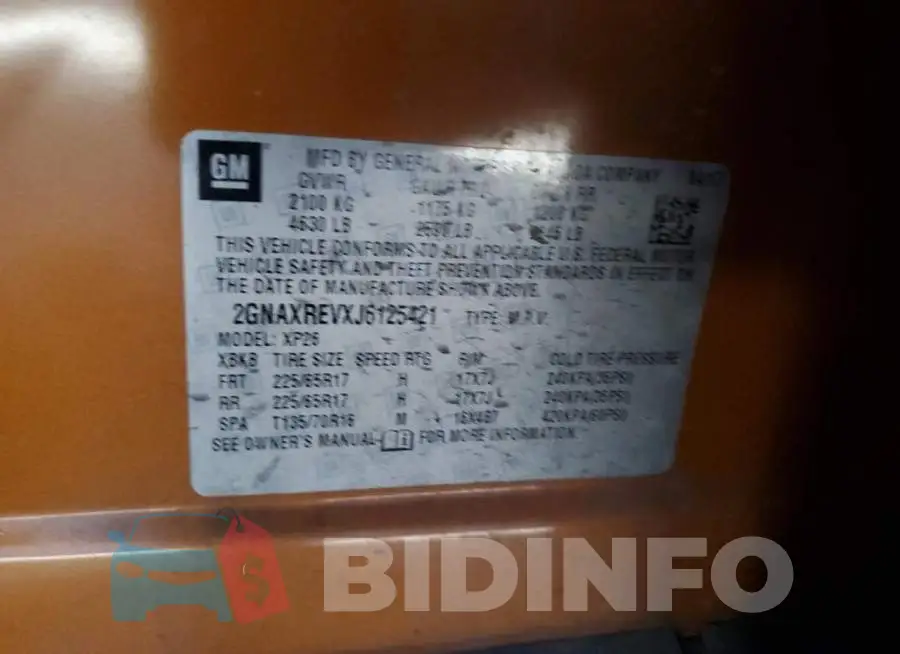 2GNAXREVXJ6125421 Photo# 13