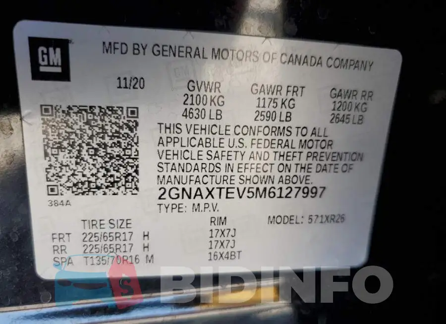 2GNAXTEV5M6127997 Photo# 13