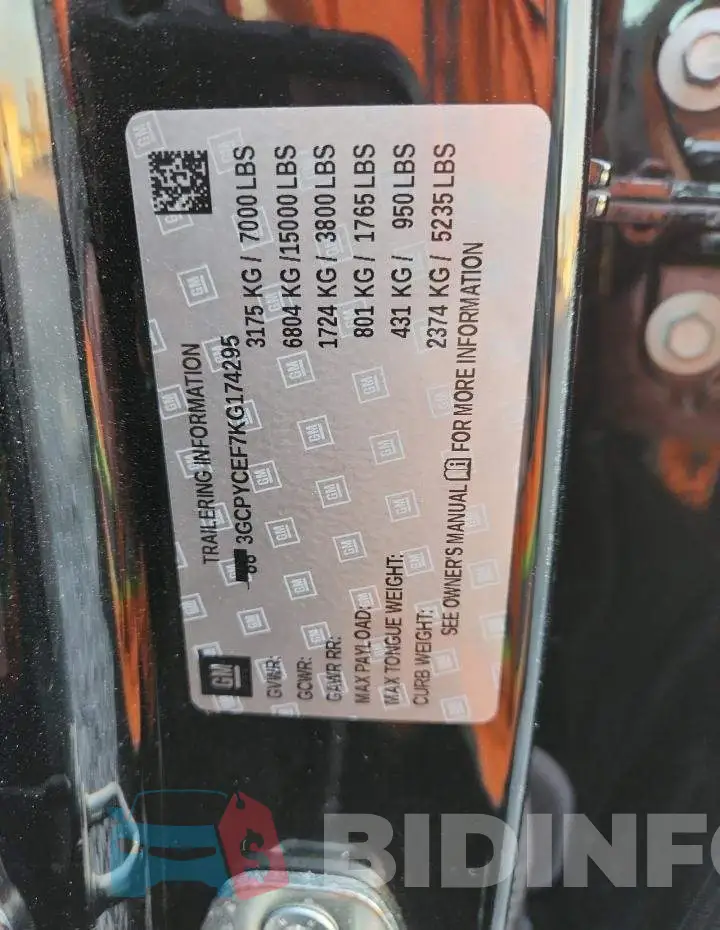 3GCPYCEF7KG174295 Photo# 12