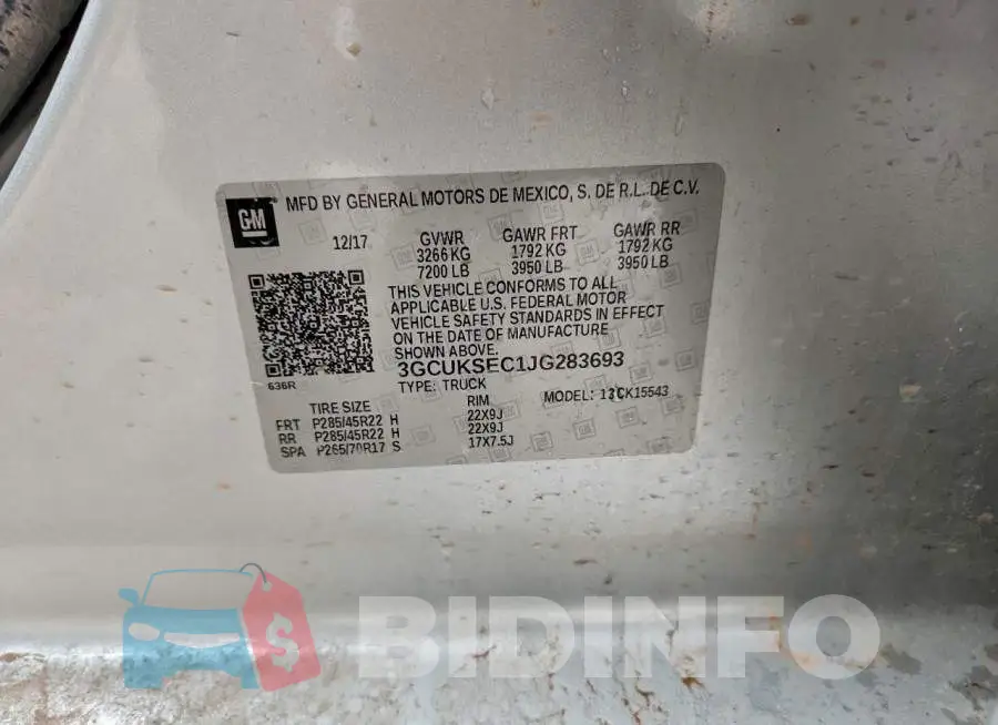 3GCUKSEC1JG283693 Photo# 12