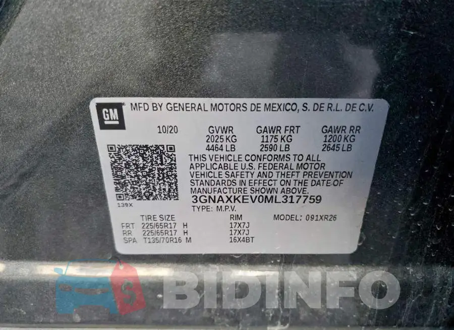 3GNAXKEV0ML317759 Photo# 13