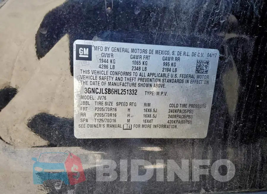 3GNCJLSB6HL251332 Photo# 13