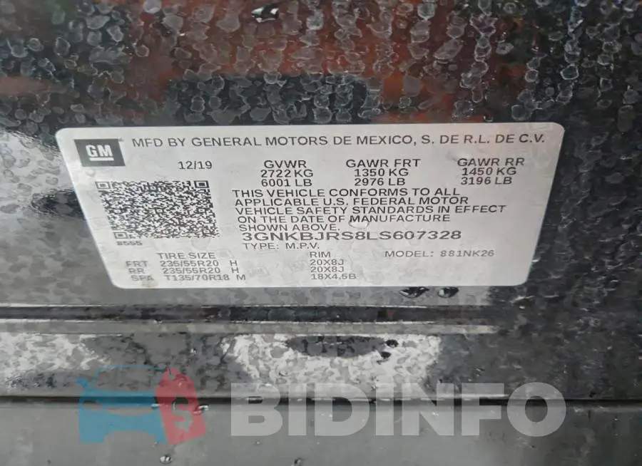 3GNKBJRS8LS607328 Photo# 13