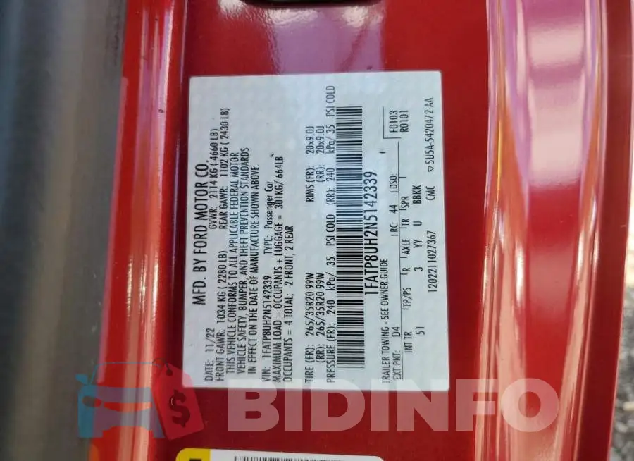 1FATP8UH2N5142339 Photo# 12