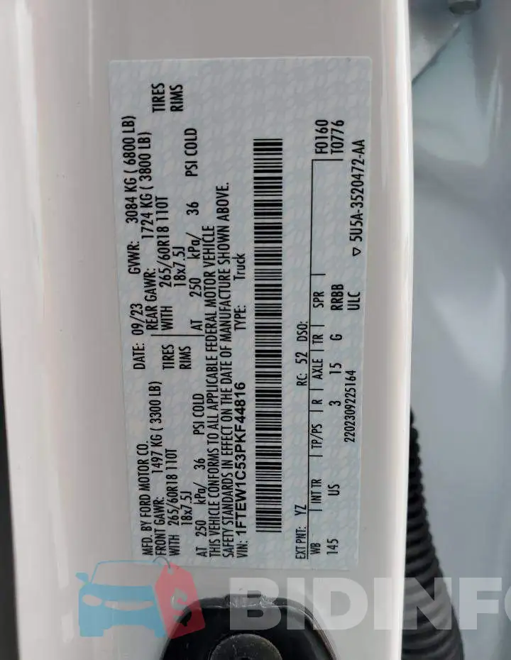 1FTEW1C53PKF44816 Photo# 12