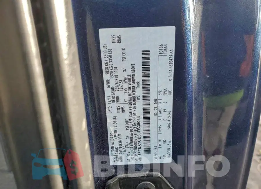 1FTEX1CB8JFB38064 Photo# 12