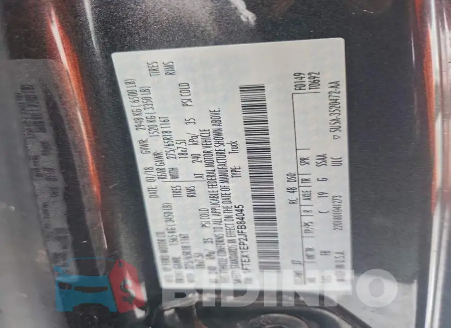 1FTEX1EP2JFB84045 Photo# 12