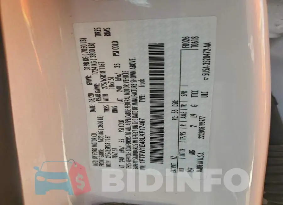 1FTFW1E48LKF17467 Photo# 13