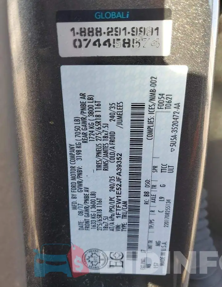 1FTFW1E52JFA39352 Photo# 13