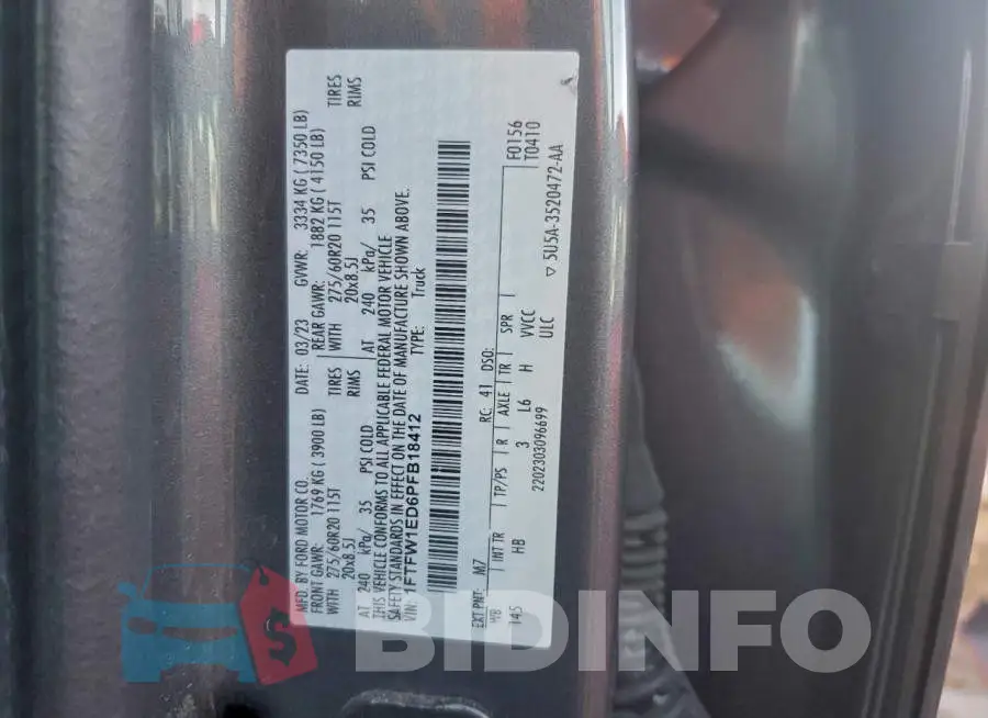 1FTFW1ED6PFB18412 Photo# 12