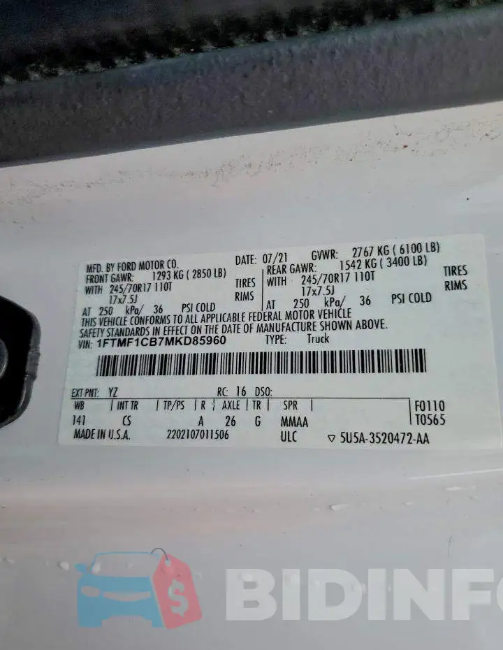 1FTMF1CB7MKD85960 Photo# 12