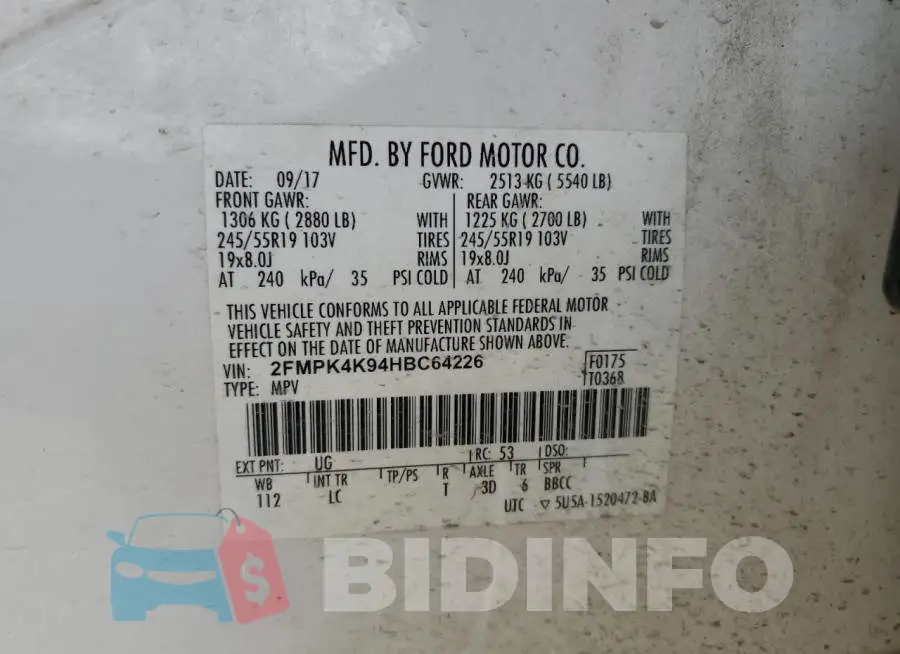 2FMPK4K94HBC64226 Photo# 13