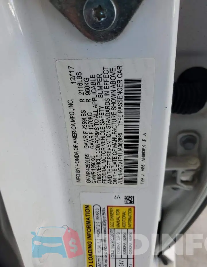 1HGCV1F11JA062895 Photo# 12