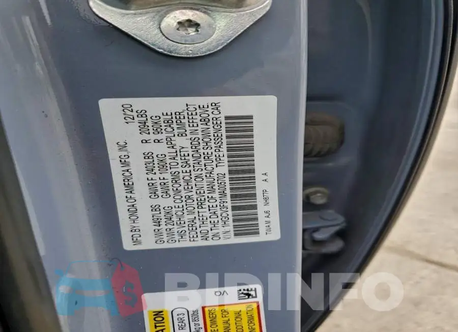 1HGCV3F91MA005702 Photo# 12