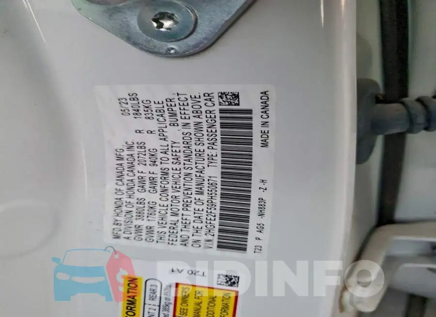 2HGFE2F59PH550671 Photo# 12