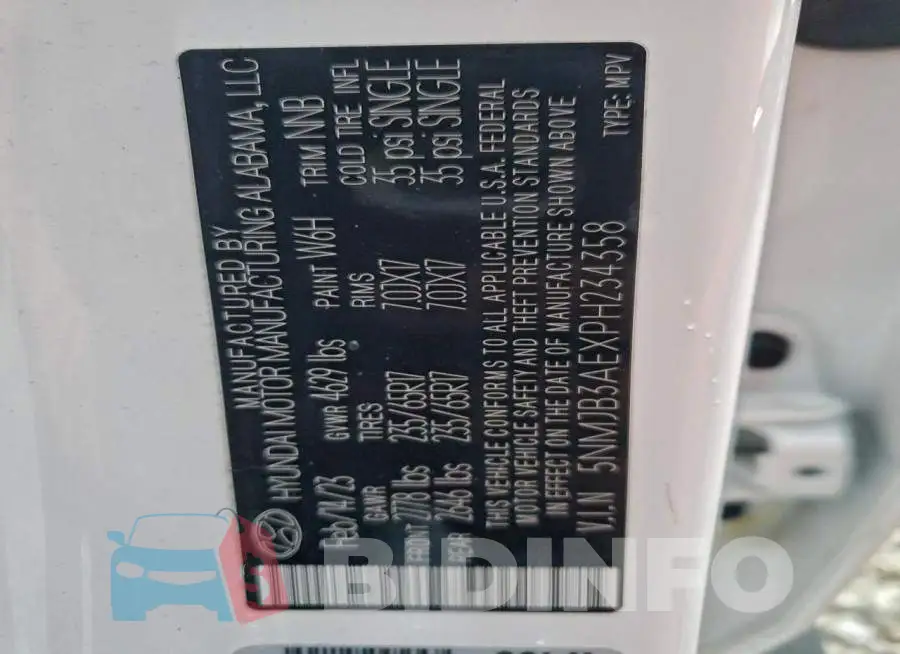 5NMJB3AEXPH234358 Photo# 13
