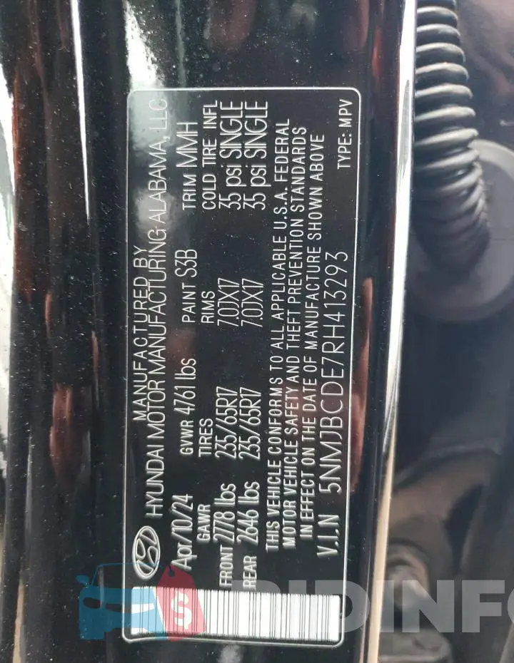 5NMJBCDE7RH413293 Photo# 13