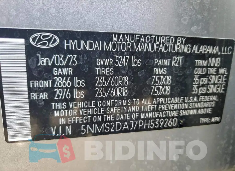 5NMS2DAJ7PH539260 Photo# 12