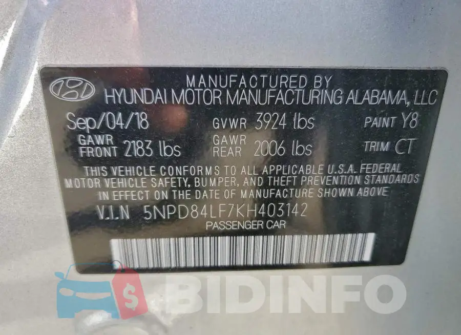 5NPD84LF7KH403142 Photo# 12