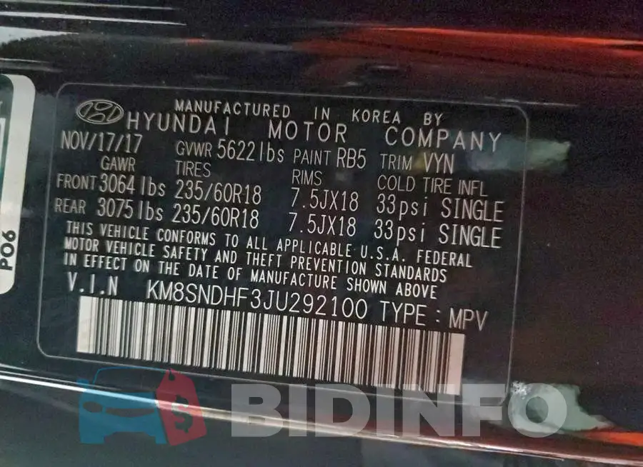 KM8SNDHF3JU292100 Photo# 13