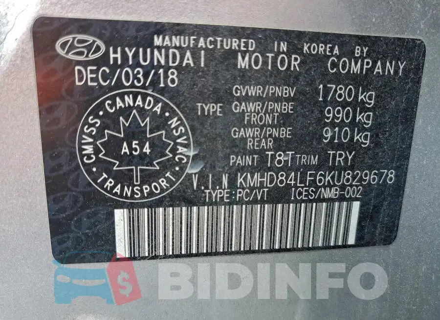 KMHD84LF6KU829678 Photo# 13