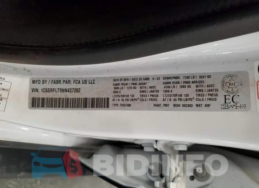 1C6SRFLT9NN437262 Photo# 12