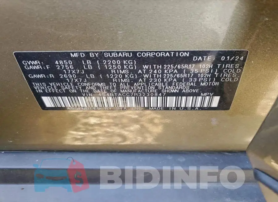 4S4BTACC7R3230847 Photo# 13