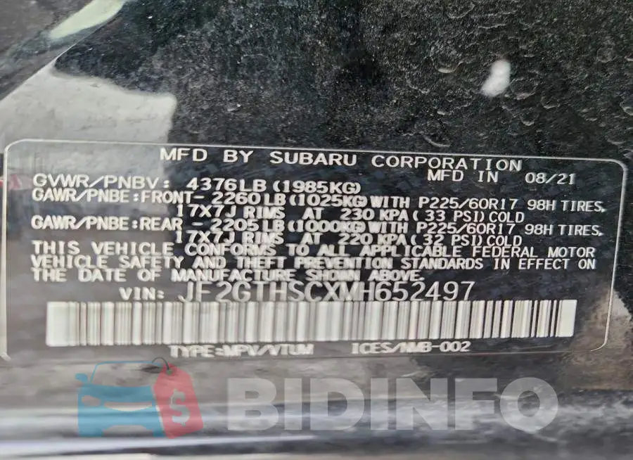 JF2GTHSCXMH652497 Photo# 13