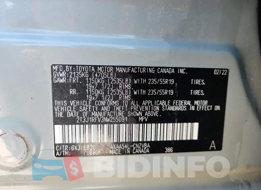 2T3J1RFV3NW255091 Photo# 13