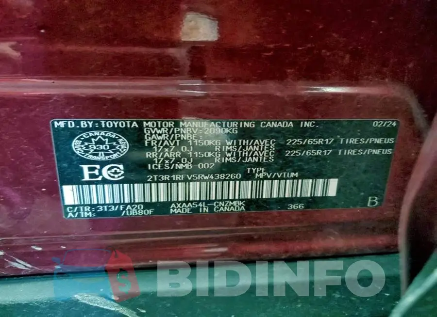 2T3R1RFV5RW438260 Photo# 14