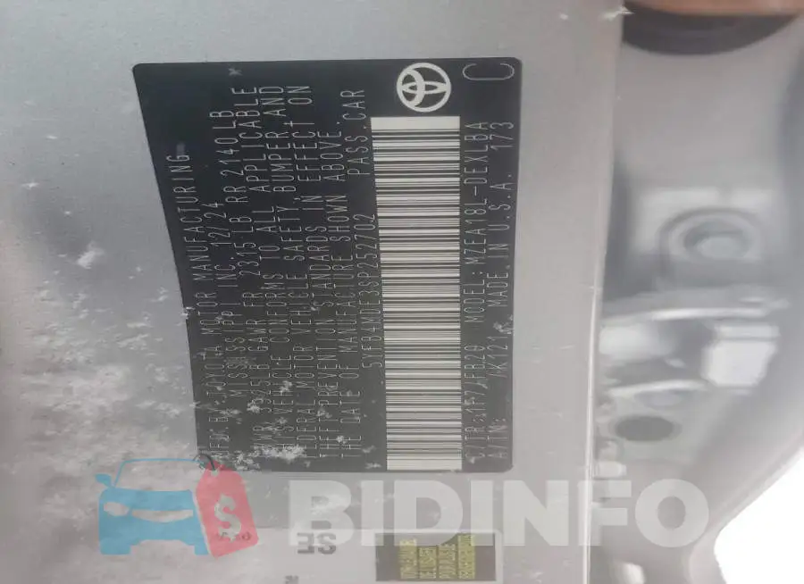 5YFB4MDE3SP252702 Photo# 12
