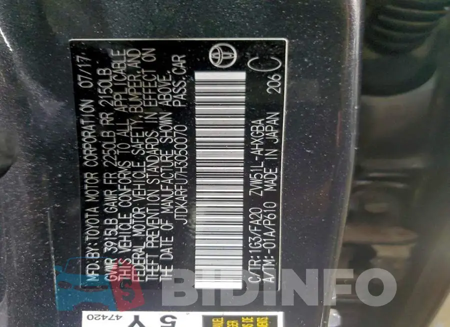 JTDKARFU7H3050070 Photo# 12