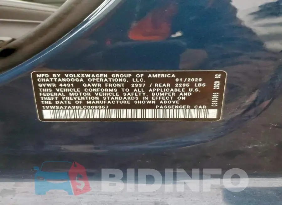 1VWSA7A38LC009357 Photo# 12