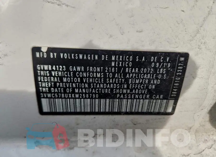3VWC57BUXKM258790 Photo# 12