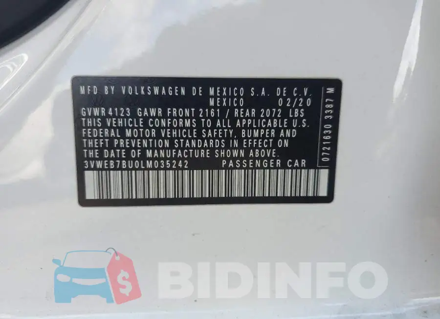 3VWEB7BU0LM035242 Photo# 12
