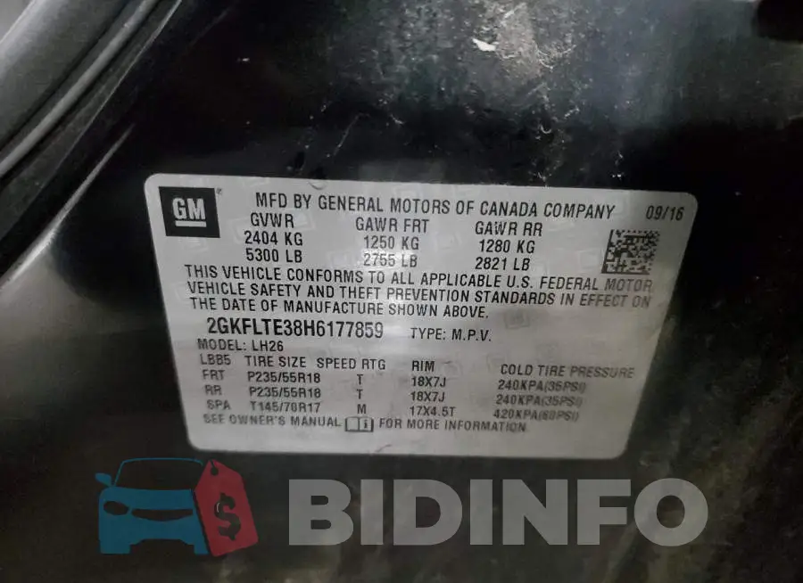 2GKFLTE38H6177859 Photo# 13