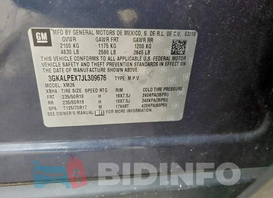 3GKALPEX7JL309676 Photo# 13