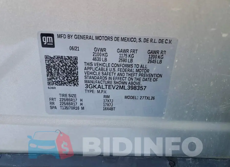 3GKALTEV2ML398357 Photo# 13
