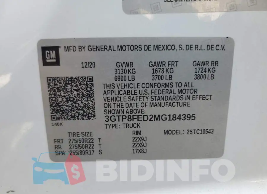 3GTP8FED2MG184395 Photo# 12