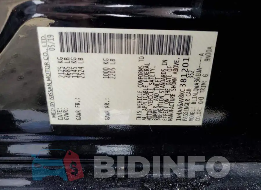 1N4AA6AV8KC381201 Photo# 12