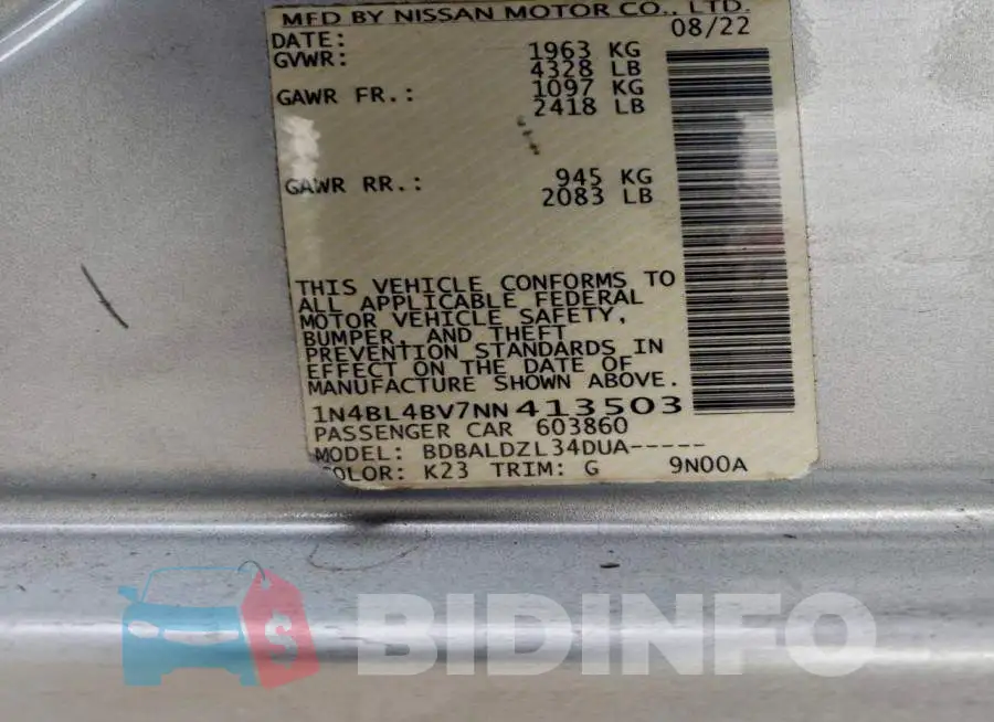 1N4BL4BV7NN413503 Photo# 13