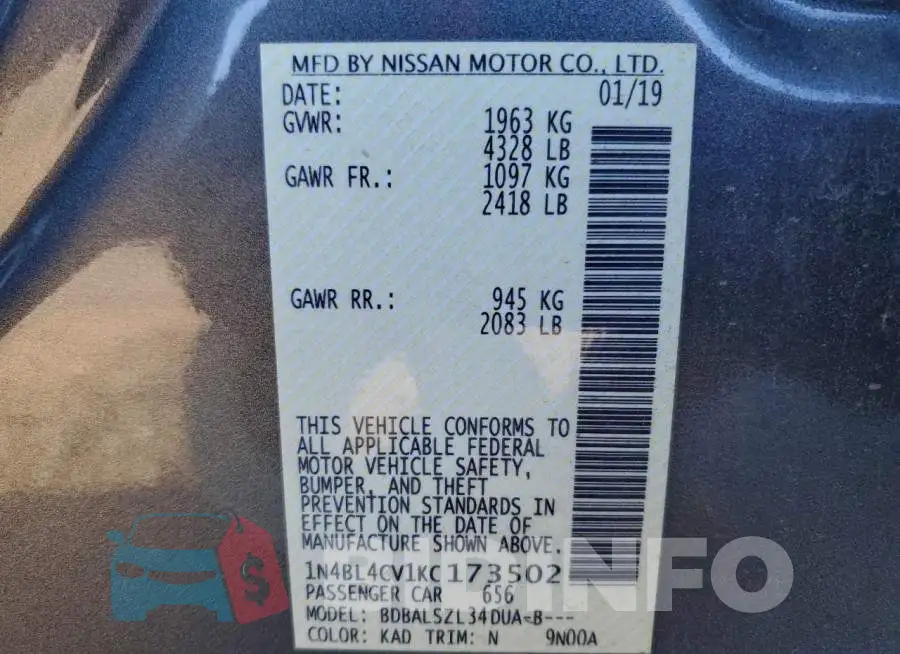 1N4BL4CV1KC173502 Photo# 12
