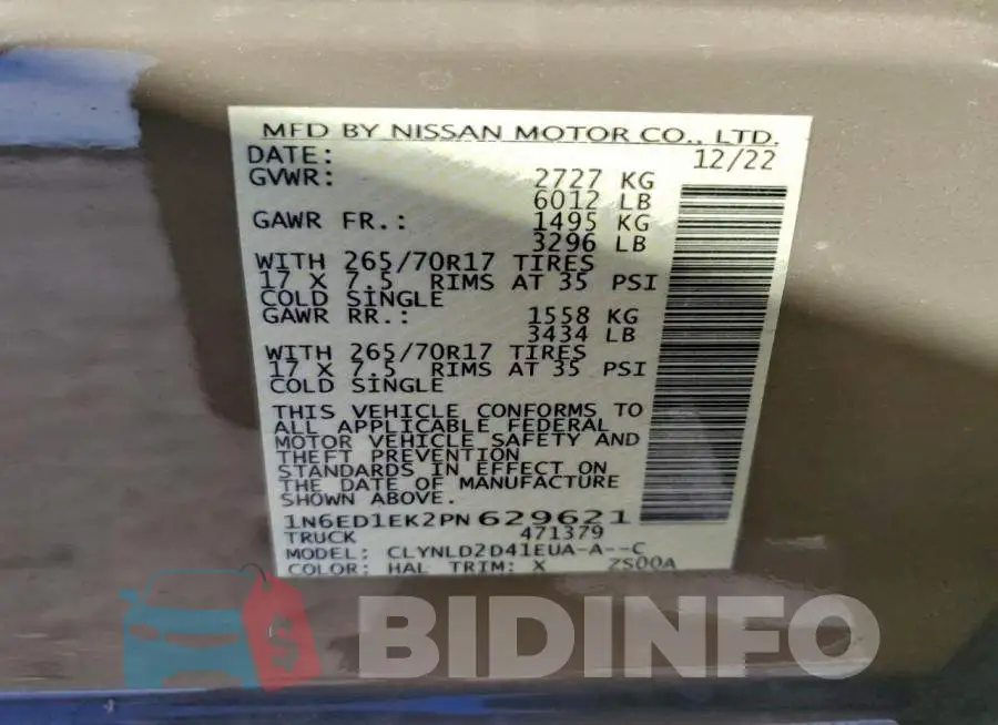 1N6ED1EK2PN629621 Photo# 13