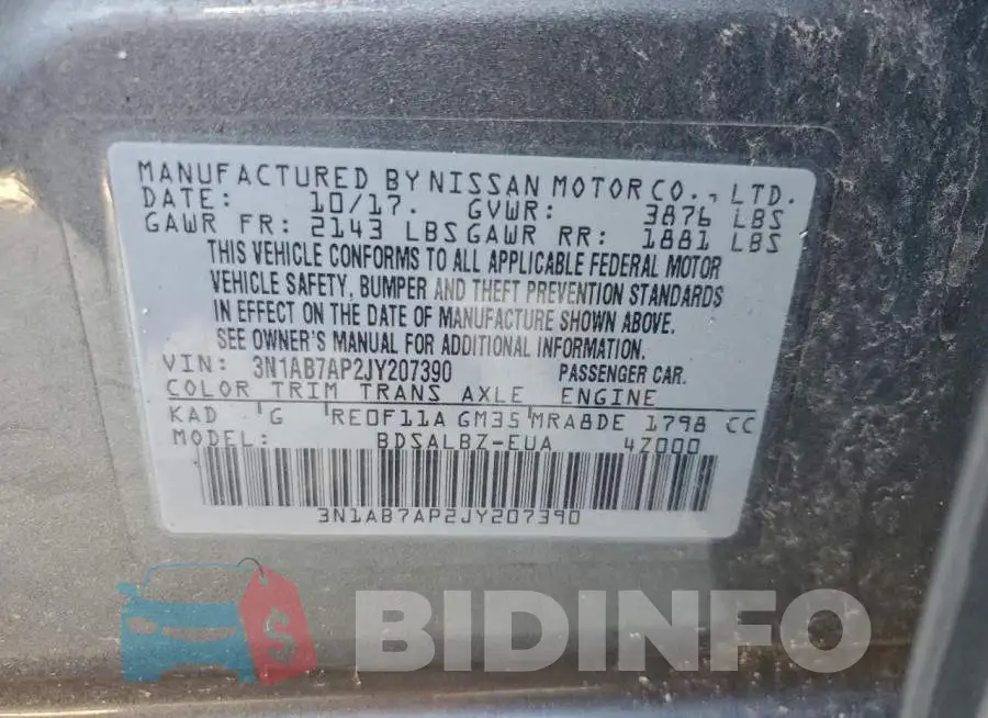 3N1AB7AP2JY207390 Photo# 12