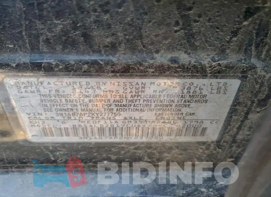 3N1AB7AP2KY277750 Photo# 12